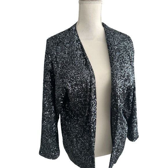 GAP Black Sequin Swing Jacket Blazer Size Medium - Picture 5 of 9